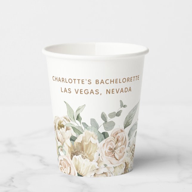 Bachelorette Weekend Party Favor Personalized Gift Paper Cups (Left)