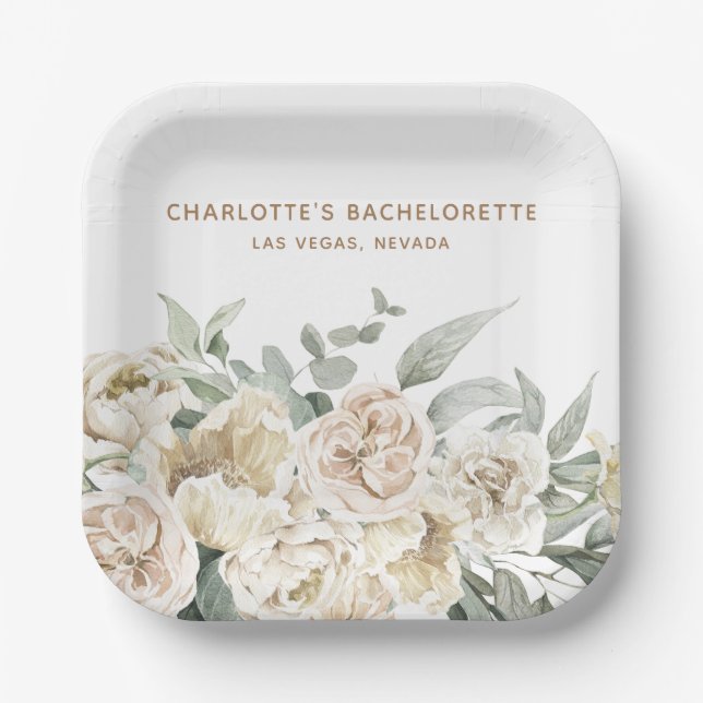 Bachelorette Weekend Party Favor Personalized Gift Paper Plates (Front)