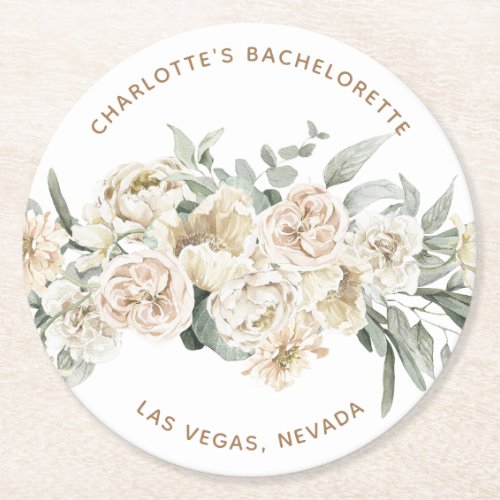 Bachelorette Weekend Party Favor Personalized Gift Round Paper Coaster