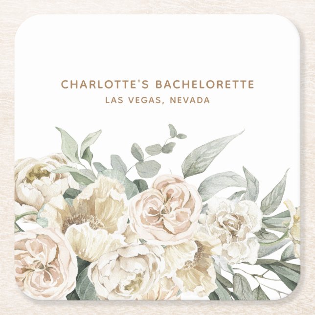 Bachelorette Weekend Party Favor Personalized Gift Square Paper Coaster (Front)