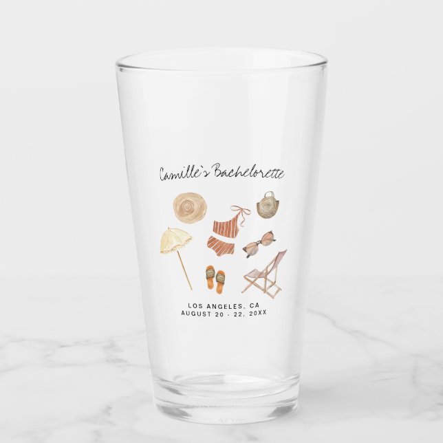 Bachelorette Weekend Party Favor Personalized  Glass (Front)