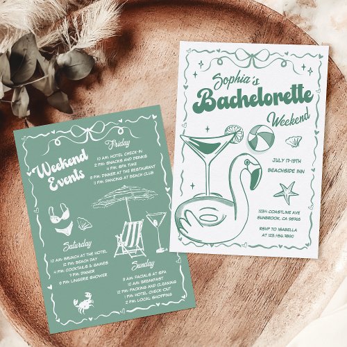 Bachelorette Weekend Party Green Invitation