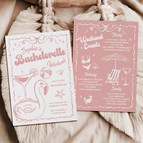 Bachelorette Weekend Party Pink Invitation