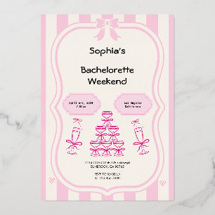 Bachelorette Weekend Party Pink invitation Foil Invitation