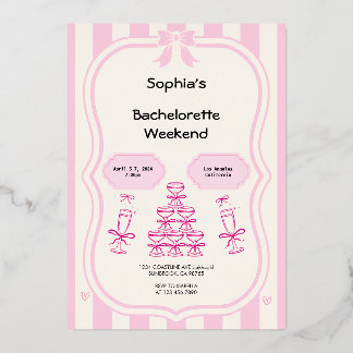 Bachelorette Weekend Party Pink invitation Foil Invitation