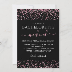Bachelorette Weekend Party Pink Rose Gold Glitter Invitation