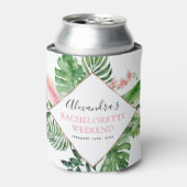 Bachelorette Weekend Party Tropical Palms Can Cooler (Can Front)