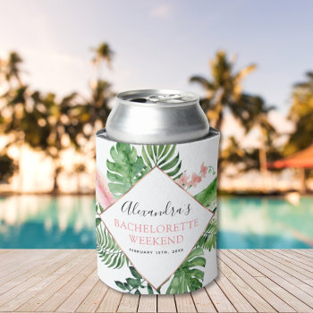 Bachelorette Weekend Party Tropical Palms Can Cooler by Hot_Foil_Creations at Zazzle