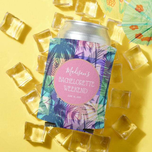 Bachelorette Weekend Party Tropical Palms Can Cooler (In Situ Summer)
