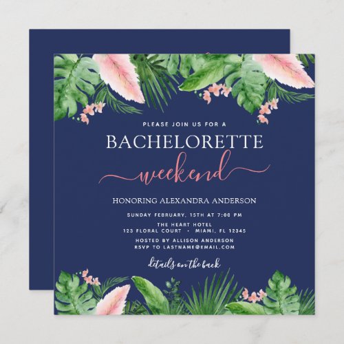 Bachelorette Weekend Party Tropical Palms Invitation