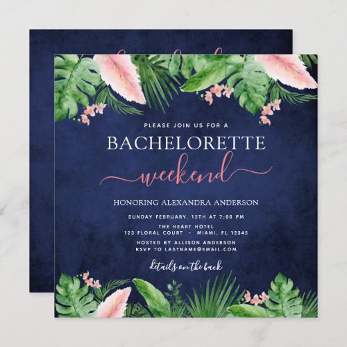 Bachelorette Weekend Party Tropical Palms Invitation
