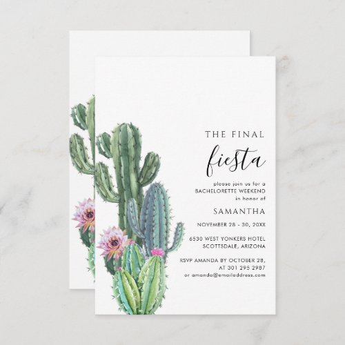 Bachelorette Weekend Party With Itinerary Cacti Invitation