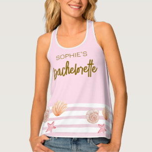 Bachelorette weekend pink tropical personalized tank top