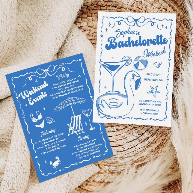Bachelorette Weekend Pool Party Blue Invitation (Creator Uploaded)
