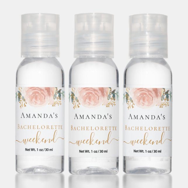 Bachelorette weekend rose gold floral eucalyptus hand sanitizer (Set)