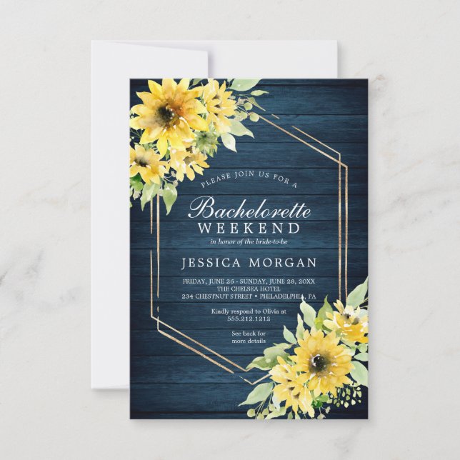 Bachelorette Weekend Rustic Sunflower Greenery Inv Invitation (Front)