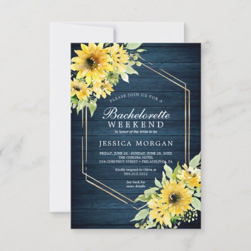 Bachelorette Weekend Rustic Sunflower Greenery Inv Invitation
