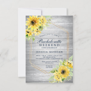 Bachelorette Weekend Rustic Sunflower Greenery Inv Invitation
