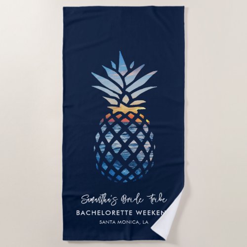Bachelorette Weekend Seaside Party Pineapple Beach Towel