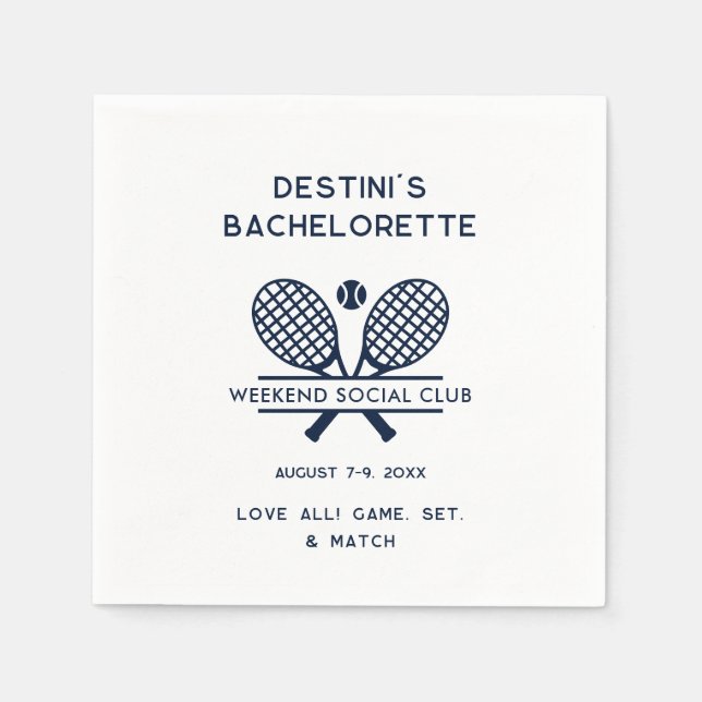 Bachelorette Weekend Tennis Club Party Custom Napkins (Front)
