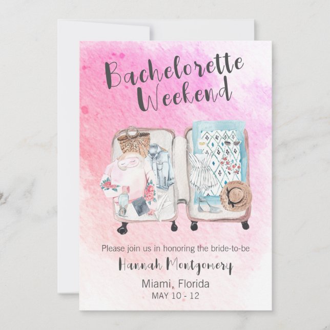 Bachelorette Weekend Trip Travel Invitation (Front)