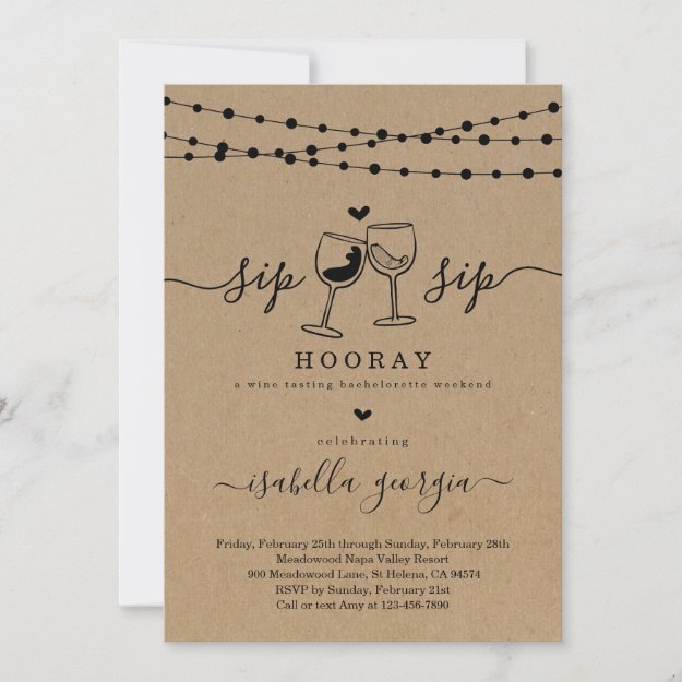 Bachelorette Wine Tasting Weekend Itinerary Invitation