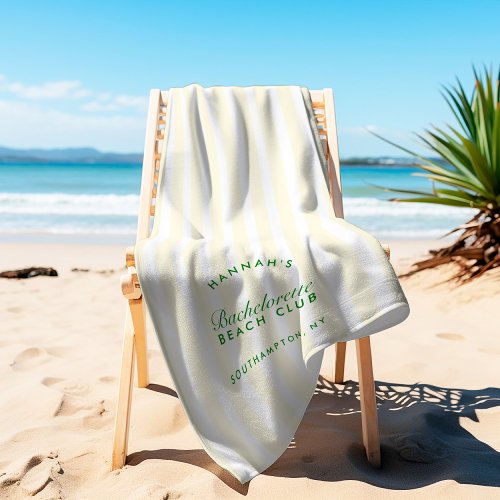 Bachelorette Yelloe  Green Retro Modern  Beach Towel