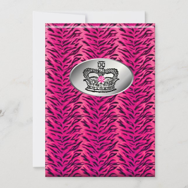 Bachelorette Zebra Jewelry Crown Party Invite Pink (Front)