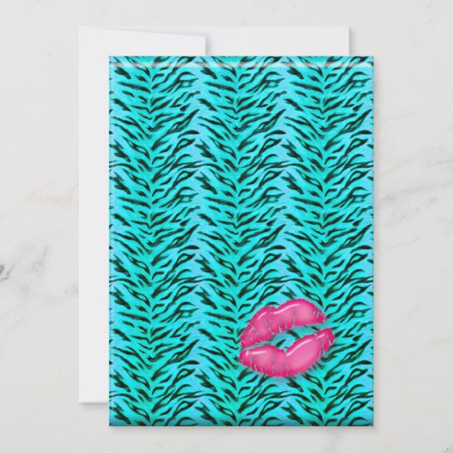 Bachelorette Zebra Jewelry Lips Party Invite PiBlu (Front)