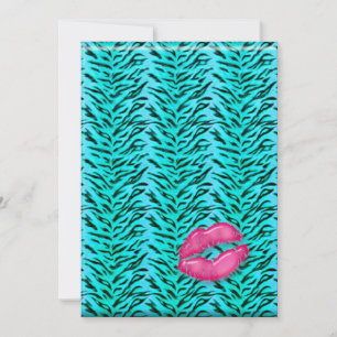 Bachelorette Zebra Jewelry Lips Party Invite PiBlu
