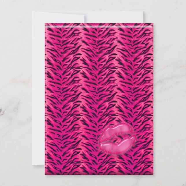 Bachelorette Zebra Jewelry Lips Party Invite Pink (Front)