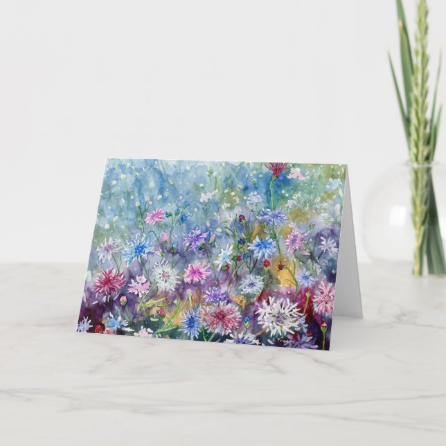 "Bachelors' Buttons" Blank Notecard (Front)