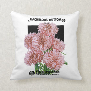 Bachelors Buttons Seed Packet Label Throw Pillow