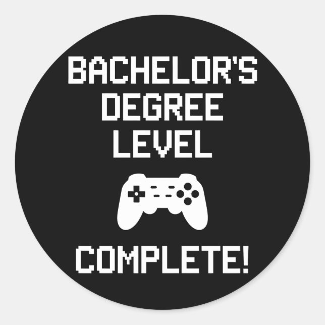 Bachelor's Degree Level Complete Gaming Gamer Classic Round Sticker (Front)
