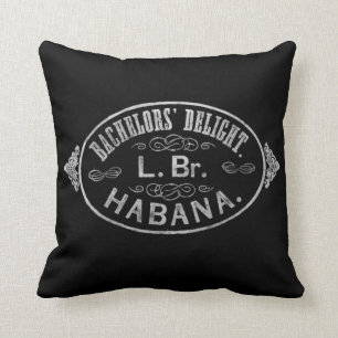 Bachelor's Delight Cigar Stamp Throw Pillow