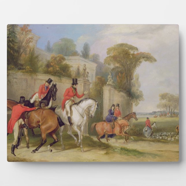 Bachelor's Hall, The Meet, 1835 (oil on canvas) Plaque (Front)
