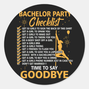 Bachelors Party Checklist Stag Do Party Classic Round Sticker