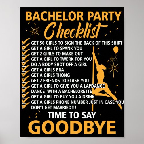 Bachelors Party Checklist Stag Do Party Poster