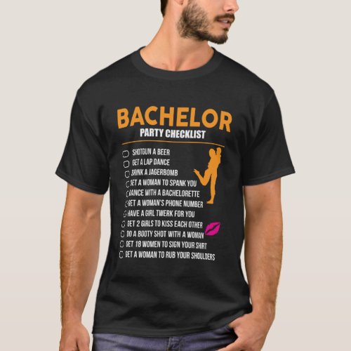 Bachelors Party Checklist Stag Do Party T_Shirt