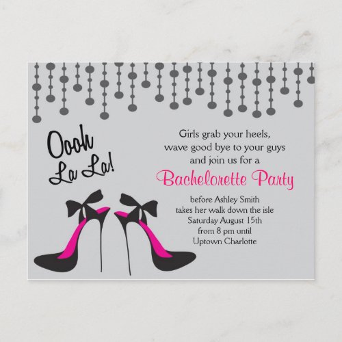 Bachlerotte Party  Girls Night Out Invitation Postcard