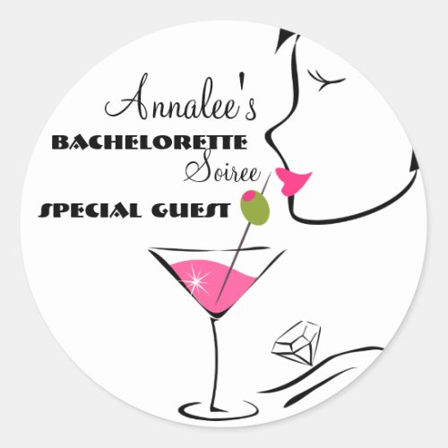 Bachlorette Martini Classic Round Sticker