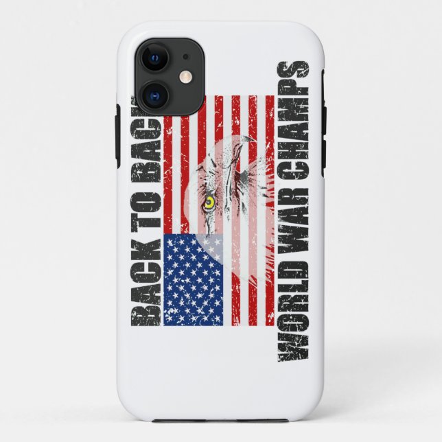 Back 2 Back World War Champs US Flag Distressed Case-Mate iPhone Case (Back)