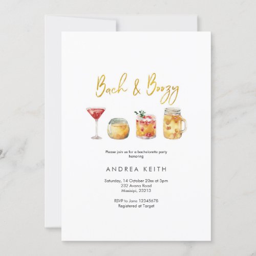 Back and Boozy Bachelorette Weekend Itinerary Invitation