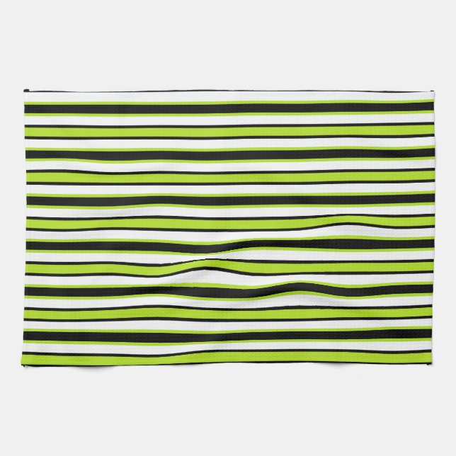 Back and Forth Black and Lime Green Kitchen Towel (Horizontal)