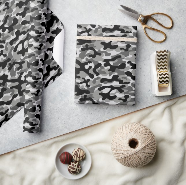 Back And Gray Camouflage  Wrapping Paper (Crafts)
