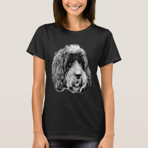 Back and White image of a Cockapoo head only T-Shirt