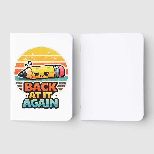 Back At It Again Funny Pencil School Design Foil Vow Books (Front)