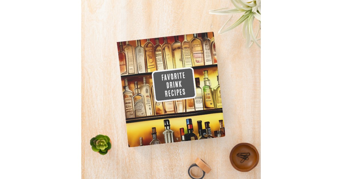 Favorite Cocktails Drink Recipe Organizer Mini Binder, Zazzle