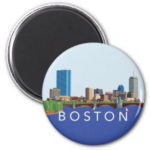 Back Bay Boston Skyline Computer Illustration Magnet