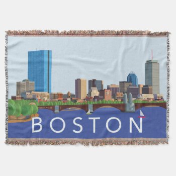 Back Bay Boston Skyline Computer Illustration Throw Blanket by judgeart at Zazzle